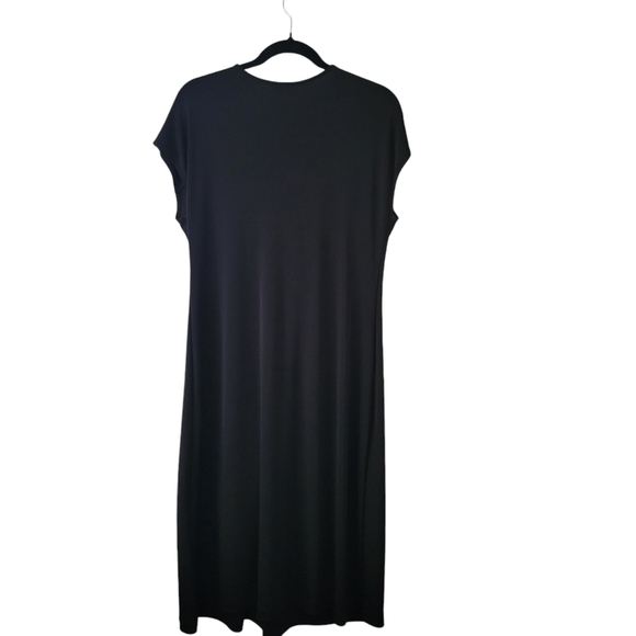 Talbots Classic Black Shortsleeve Knee-length Jersey Stretchy Dress. Size L - Picture 3 of 6